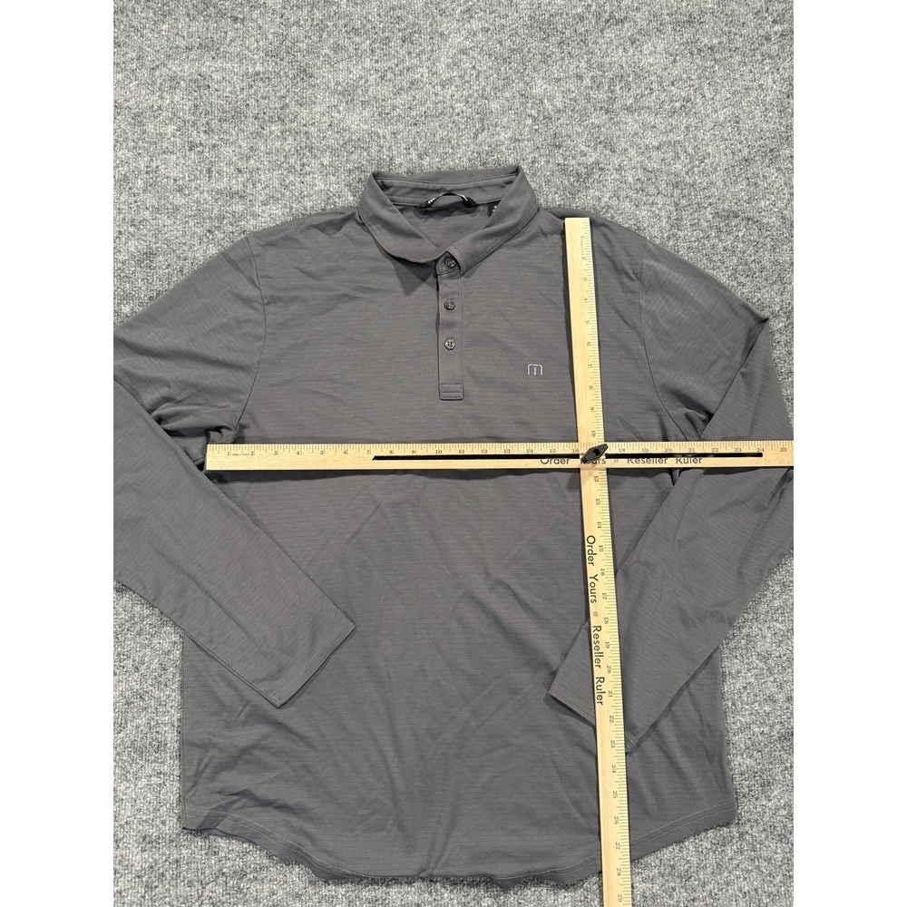 Travis Mathew Polo Shirt Mens XL Gray Long Sleeve Cotton Blend Golf Performance - Picture 2 of 7